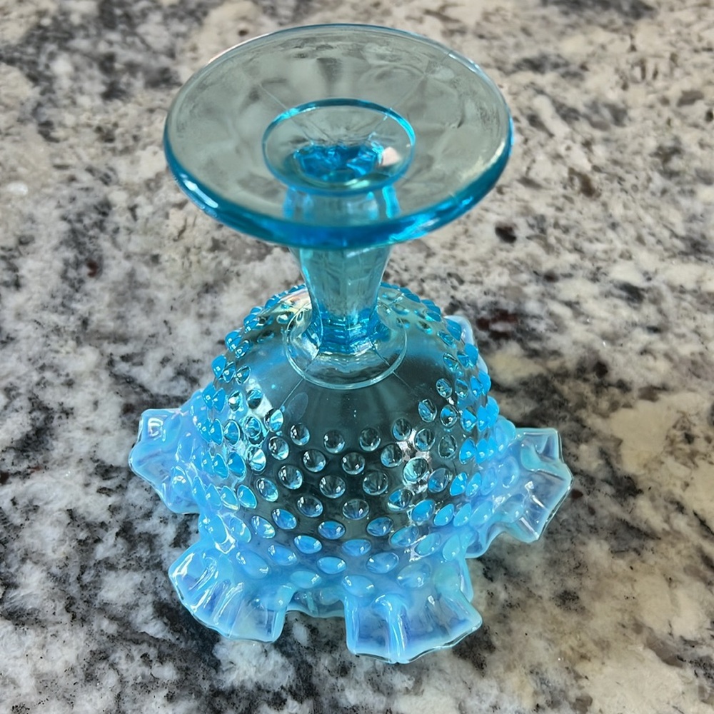 Opalescent Fenton Hobnail Pedestal Compote Dish - Picture 8 of 10